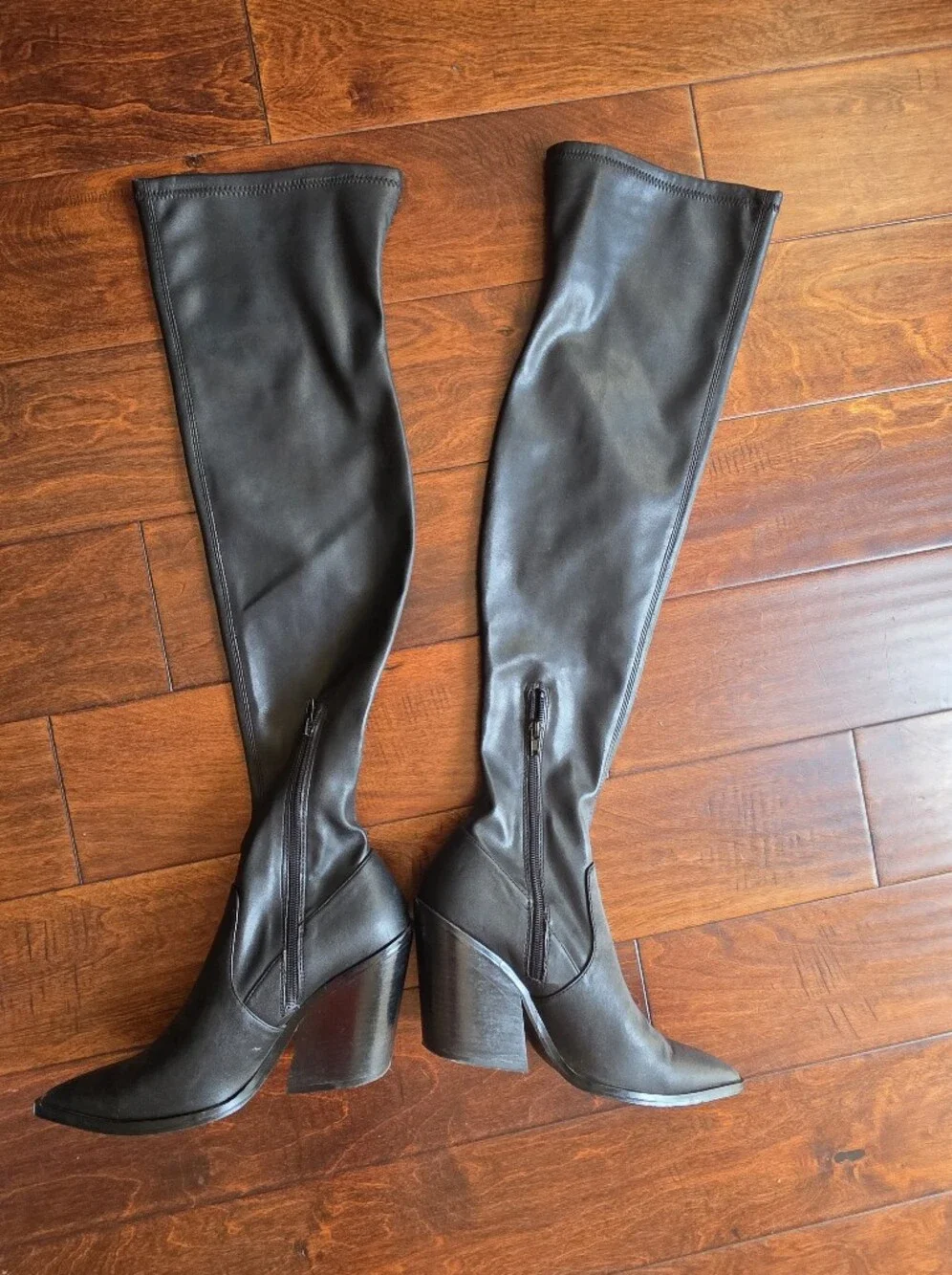 Steve Madden Claro Black Pointed Toe Over The Knee Boots Sz 8.5